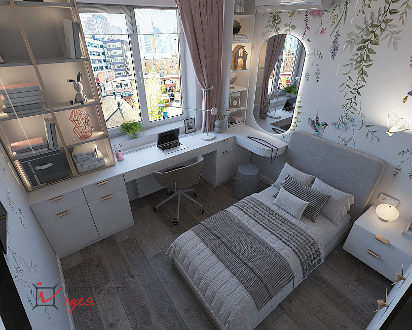 Дитяча кімната для дівчинки, 9.2 м²