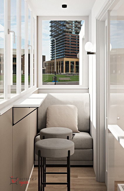 Мінімалістична спальня з робочим місцем в ЖК «Парковий квартал»