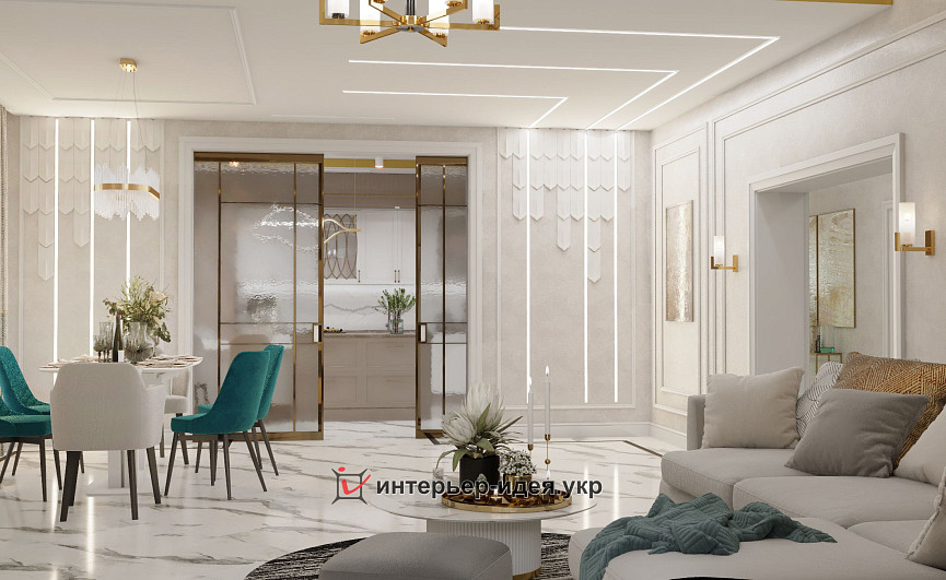 Вітальня в класичному стилі 44 м.кв