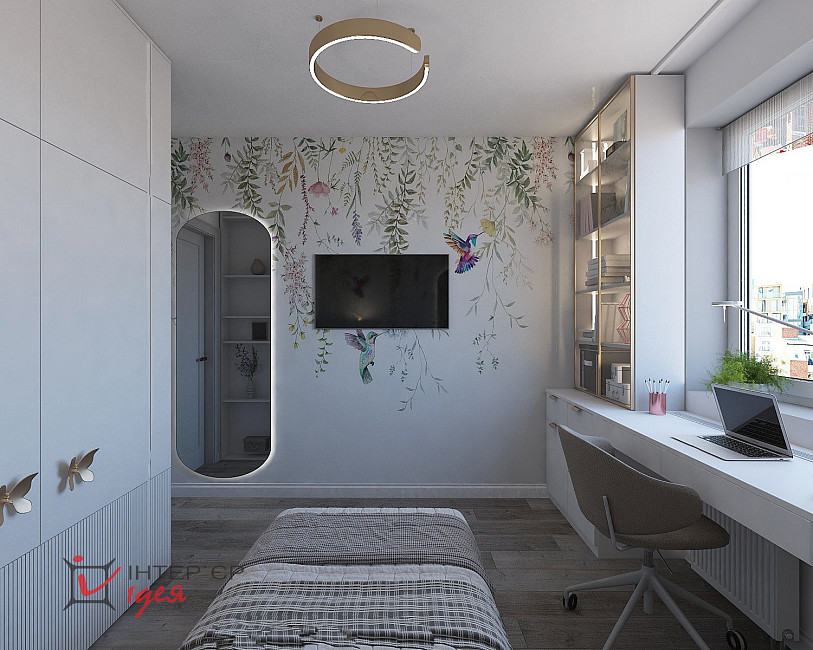 Дитяча кімната для дівчинки, 9.2 м²