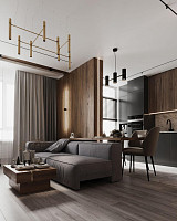 Сучасний інтер'єр квартири для щасливої пари. Дизайн КУХНІ-СТУДІЇ