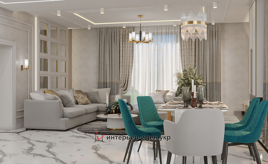 Вітальня в класичному стилі 44 м.кв