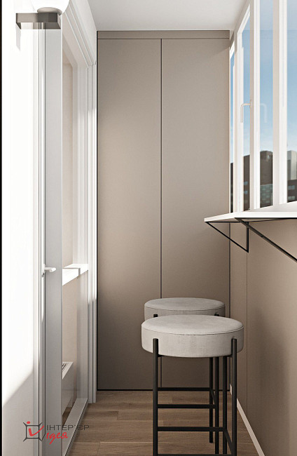 Мінімалістична спальня з робочим місцем в ЖК «Парковий квартал»