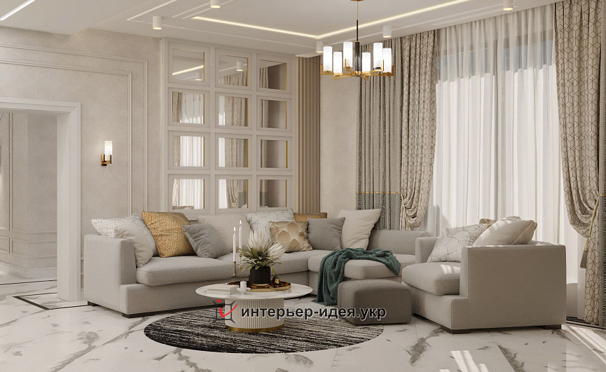 Вітальня в класичному стилі 44 м.кв