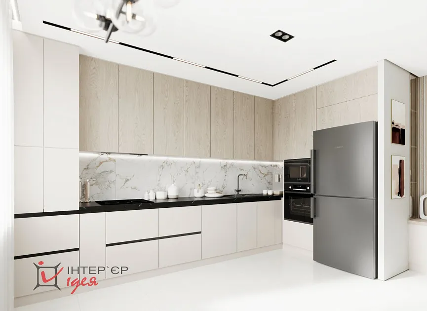 Кухня-студія з сучасним функціональним дизайном