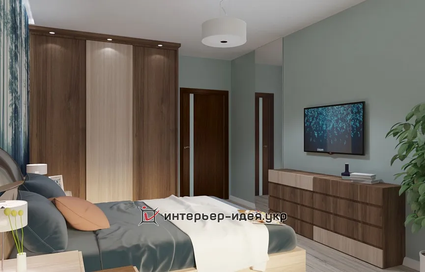 Дизайн спальні з фотошпалерами лісу