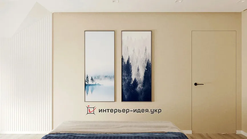 Спальня в мінімалістичному стилі з додаванням декору